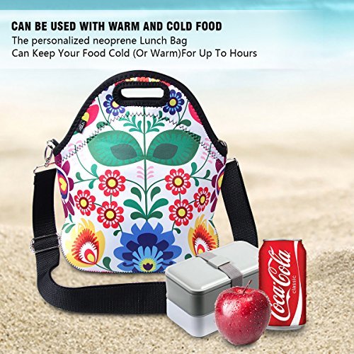 Lunch bag, ASILA Neoprene Reusable Lightweight Washable Insulated Lunch Tote/Lunch Box/Cooler Bag for Women, Adults, Kids, Girls with Shoulder Strap&Zip Closure (LLBB1005)