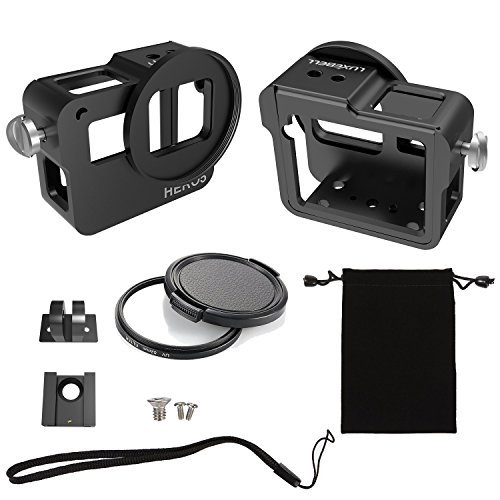 Luxebell C400 Aluminium Alloy Skeleton Thick Solid Protective Case Shell with 52mm Uv Filter for Gopro Hero 6 5 Camera - Wide Angle Mode Have No Vignetting