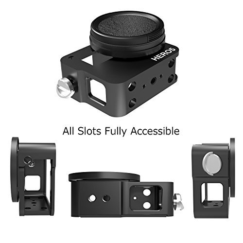 Luxebell C400 Aluminium Alloy Skeleton Thick Solid Protective Case Shell with 52mm Uv Filter for Gopro Hero 6 5 Camera - Wide Angle Mode Have No Vignetting