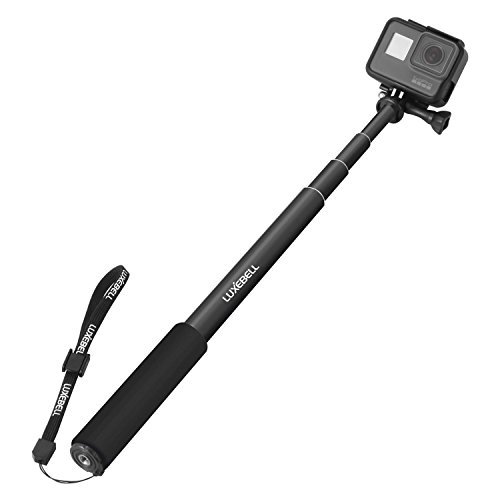 Luxebell Selfie Stick Adjustable Telescoping Monopod Pole for Gopro Hero 6 5, Session 5, Hero 4/3+/3/2 (Black Monopod)