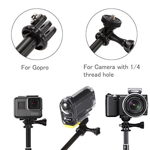 Luxebell Selfie Stick Adjustable Telescoping Monopod Pole for Gopro Hero 6 5, Session 5, Hero 4/3+/3/2 (Black Monopod)