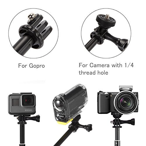 Luxebell Selfie Stick Telescopic Pole Pocket Purse Size with Phone Clip Holder for Gopro Hero 6 5, Session 5, Hero 4/3+/3/2 and Cellphone 6.6"-18.1" (Black)