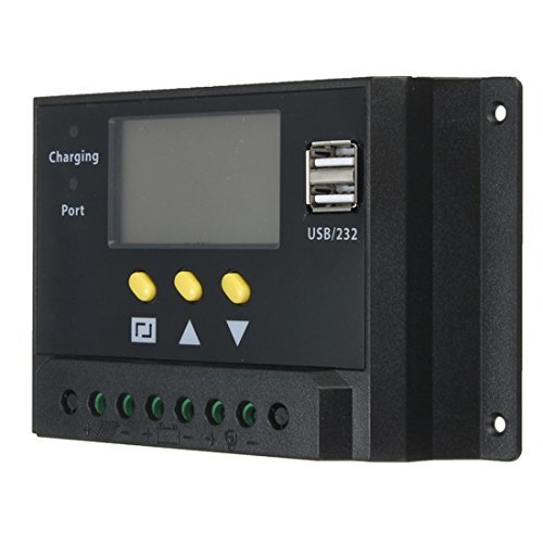 MOHOO 20A 12V/24V PWM Solar Panel Solar Regulator Charge Controller LCD USB Charge Port