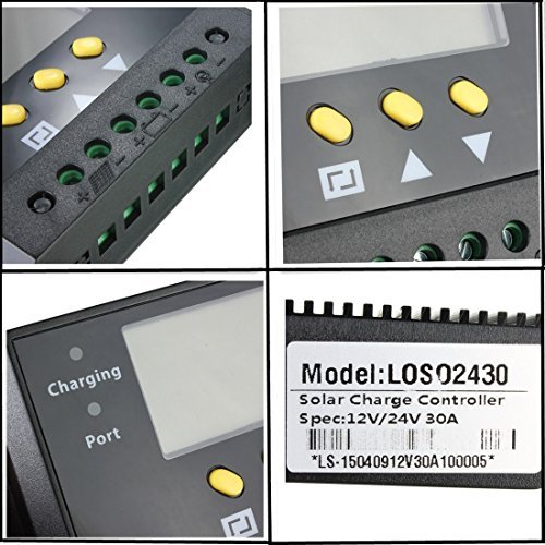 MOHOO 20A 12V/24V PWM Solar Panel Solar Regulator Charge Controller LCD USB Charge Port