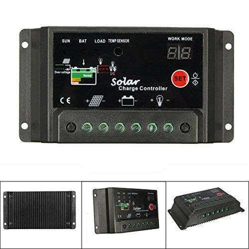 MOHOO 30A Solar Charge Controller 12V/24V Intelligent PWM Solar Panel Charge Controller Battery Regulator