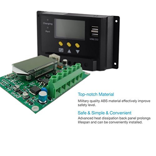 MOHOO 30A Solar Charge Controller Solar Panel Battery Intelligent Regulator with USB Charge Port Display
