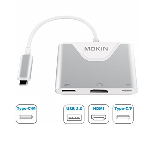 MOKiN USB 3.1 Type C (Thunderbolt 3/USB C) To HDMI USB Adapter With USB C/F Charing Port For MacBook, Chromebook, Dell XPS 13 or More, Aluminium Body