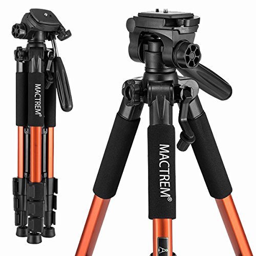 Mactrem PT55 Travel Camera Tripod Lightweight Aluminum for DSLR SLR Canon Nikon Sony Olympus DV with Carry Bag -11 lbs(5kg) Load ( Orange)