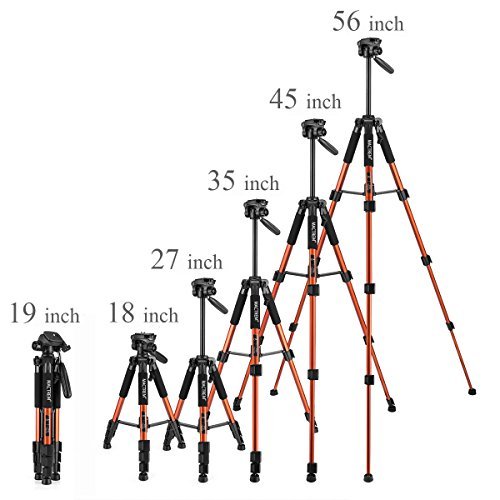 Mactrem PT55 Travel Camera Tripod Lightweight Aluminum for DSLR SLR Canon Nikon Sony Olympus DV with Carry Bag -11 lbs(5kg) Load ( Orange)