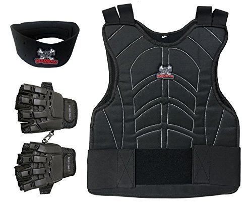 Maddog Sports Padded Chest Protector, Tactical Half Glove, & Neck Protector Combo Package