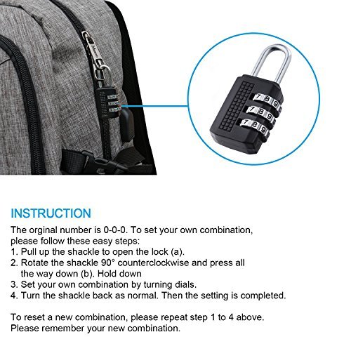 Mancro Business Water Resistant Polyester Laptop Backpack with USB Charging Port and Lock Fits Under 17-Inch Laptop and Notebook, Grey