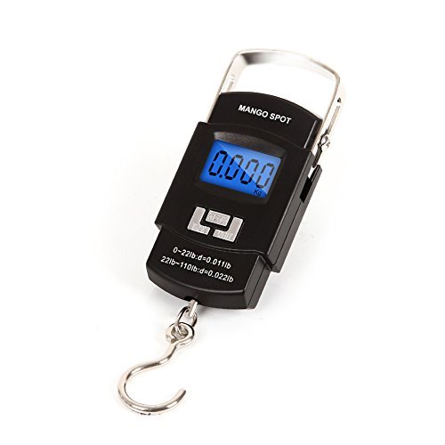 Mango Spot LCD Electronic Balance Digital Fishing Hook Hanging Scale 110 Pound/50 Killogram, 10 Gram , 2 AAA Batteries Included