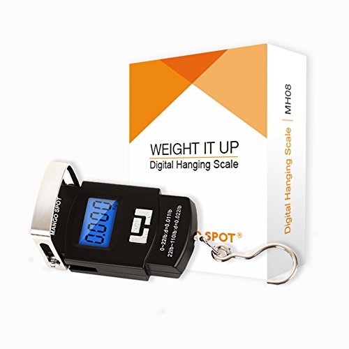 Mango Spot LCD Electronic Balance Digital Fishing Hook Hanging Scale 110 Pound/50 Killogram, 10 Gram , 2 AAA Batteries Included