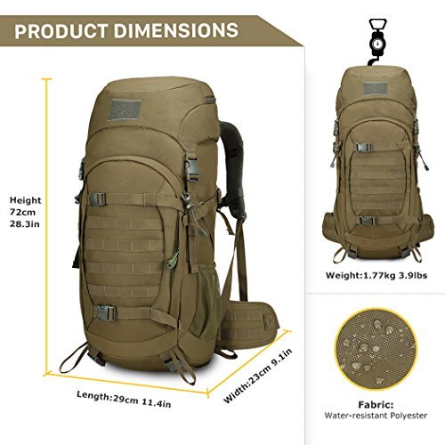 Mardingtop 50 Liter Internal Frame Backpack Tactical Backpack Military Backpack Molle Bag with Rain Cover for Hunting Shooting Camping Hiking Trekking Traveling