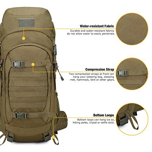 Mardingtop 50 Liter Internal Frame Backpack Tactical Backpack Military Backpack Molle Bag with Rain Cover for Hunting Shooting Camping Hiking Trekking Traveling