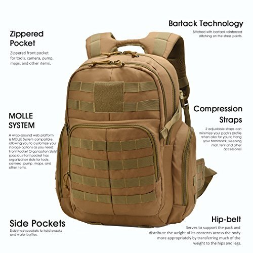 Mardingtop Tactical Backpack Military Backpack Molle Rucksack Assault Pack Bug Out Bag for Hunting Shooting Camping Hiking Traveling School