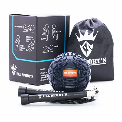 Massage Ball Set for Deep Tissue, Plantar Fasciitis, Trigger Point Therapy, Myofascial Release, Mobility Muscle of Back, Neck, Shoulders, Feet by ELL SPORT'S. BONUS FREE - Jump Rope and Carrying Bag