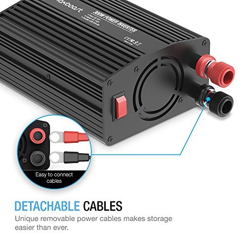 Maxboost 300W Power Inverter Dual 110V AC Outlet + Two 2.4A/24W USB Smart Ports Car Charger [Aluminum Body] DC 12V to 110V AC + DC 5V USB Battery Charger for laptop,iPad,iPhone,Tablet,phone