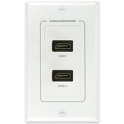 Mediabridge HDMI Wall Plate (2 Port) - [Latest Version - Supports 4K, 3D, ARC] Includes FREE Low Voltage Metal Mounting Bracket (1-Gang) - 2-Piece Inset Wall Plate for 2 HDMI (Part# WP1-HDMIX2 )