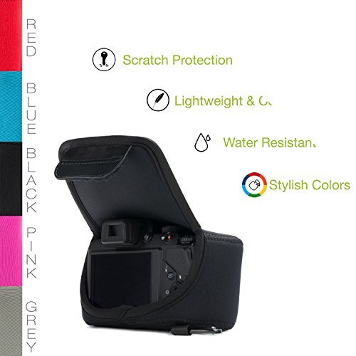 MegaGear ''Ultra Light'' Neoprene Camera Case Bag with Carabiner for Nikon COOLPIX B500 Digital Camera (Black)