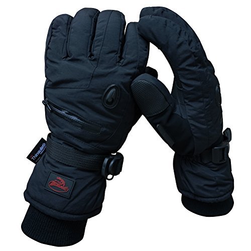 Men Waterproof Thinsulate Ski Snowboard Gloves Winter Warm Gloves Black