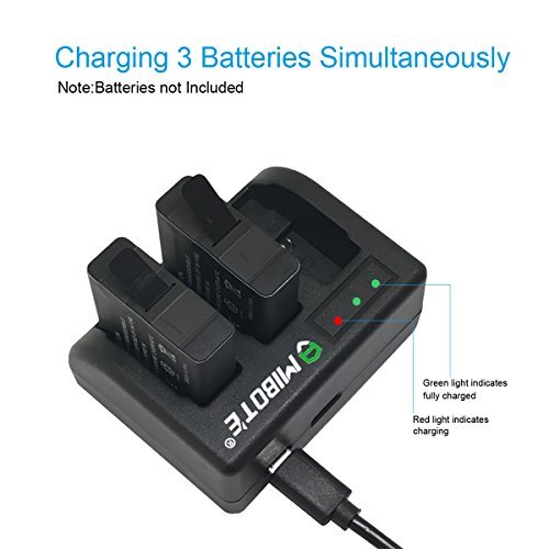 Mibote Rapid 3-Channel Battery Charger with USB Cable for GoPro Hero 5 Hero5 Black