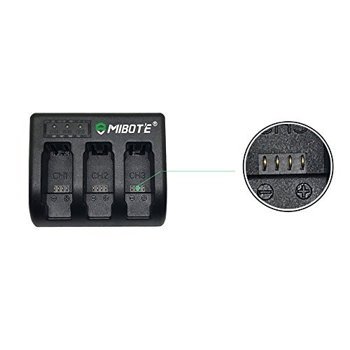 Mibote Rapid 3-Channel Battery Charger with USB Cable for GoPro Hero 5 Hero5 Black