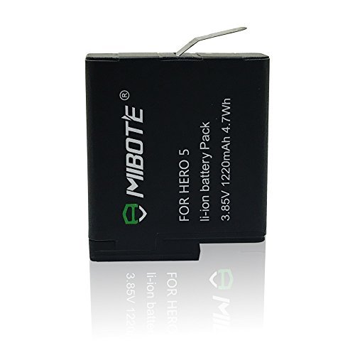 Mibote Rechargeable Battery for GoPro HERO 5 HERO 6 Black (Compatible with v01.55, v01.57 and All Future Update)