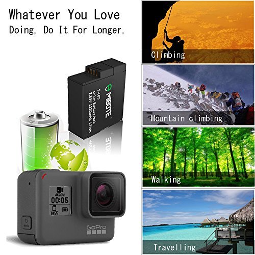 Mibote Rechargeable Battery for GoPro HERO 5 HERO 6 Black (Compatible with v01.55, v01.57 and All Future Update)