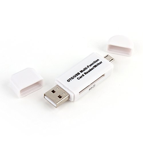 Micro USB OTG to USB 2.0 Adapter; SD/Micro SD Card Reader with standard USB Male & Micro USB Male Connector for Smartphones/Tablets with OTG Function (White)