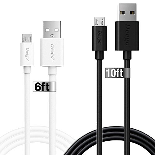 Micro USB charging cable, 2 Pack(6ft+10ft) Android phone Fast charger cord with Extra Long lenth for Samsung Galaxy S7 Edge/S7/S6 Edge/S6, Note 5/4/2, HTC, LG G4, BlackBerry, Motorola, Sony