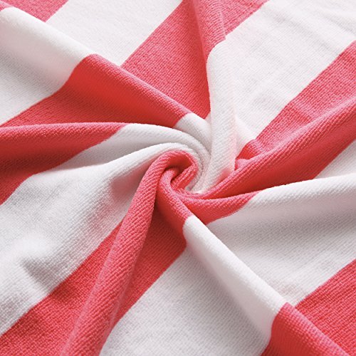 Microfiber Cabana Striped Beach Towel Pink and White (30" x 60")—Soft, Quick Dry, Lightweight, Absorbent, and Plush by Exclusivo Mezcla