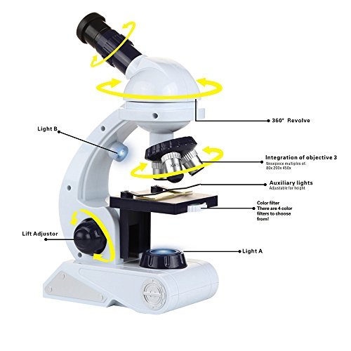 Microscope for Kids Science Kit Beginner's Microscope Kit with LED 80X 200x and 450x...