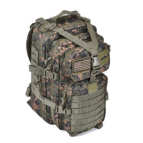 Military Tactical Assault Pack Backpack Army Molle Bug Out Bag Backpacks Rucksack for Outdoor Hunting Camping School 34L Small Woodland Camouflage