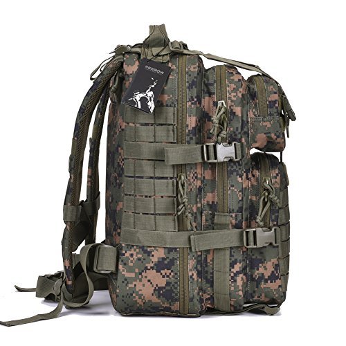 Military Tactical Assault Pack Backpack Army Molle Bug Out Bag Backpacks Rucksack for Outdoor Hunting Camping School 34L Small Woodland Camouflage