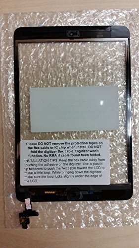 Mimi Replacement Screen for Black iPad Mini Touch Screen Digitizer IC Chip Home Button and Flex Cable Assembly