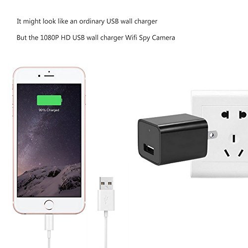 Mini 1080P WIFI HD Hidden Spy Camera Plug Wall Charger Video Recorder Motion Detection Wireless Real-time Remote See Live Nanny Cam