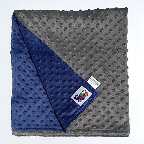 Minky Reverse Baby Blanket, Blue/Grey 