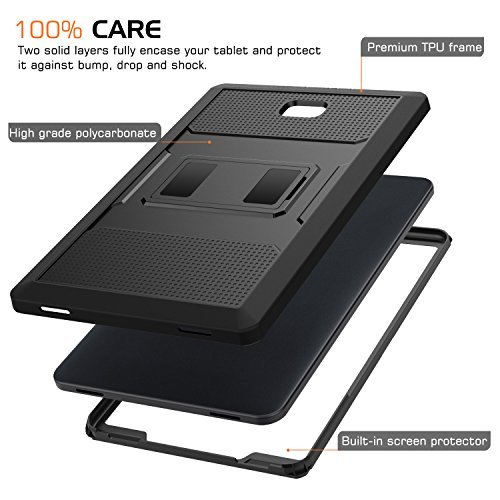 MoKo Samsung Galaxy Tab A 10.1 Case - [Heavy Duty] Full Body Rugged Cover with Built-in Screen Protector for Samsung Galaxy Tab A 10.1" 2016 Tablet (SM-T580 / SM-T585, No Pen Version), BLACK