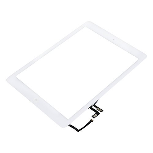 Monkey White Digitizer Touch Screen Outer Glass Panel for iPad Air 5th Gen Generation Bundle with Home Button Flex Cable Assembly, Tools and Adhesive Tape