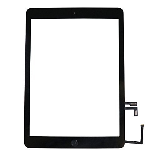 Monstleo Black Digitizer Touch Screen Outer Glass Panel for iPad Air 1st Gen Generation with Home Button Flex Cable Assembly + Premium Tools + Adhesive Tape