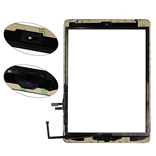 Monstleo Black Digitizer Touch Screen Outer Glass Panel for iPad Air 1st Gen Generation with Home Button Flex Cable Assembly + Premium Tools + Adhesive Tape