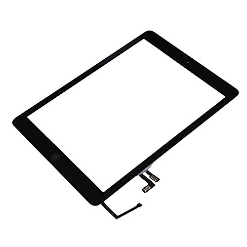Monstleo Black Digitizer Touch Screen Outer Glass Panel for iPad Air 1st Gen Generation with Home Button Flex Cable Assembly + Premium Tools + Adhesive Tape