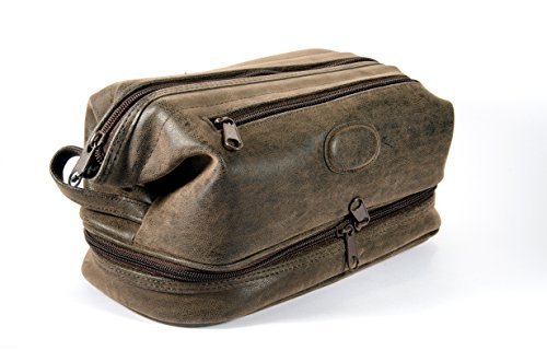 Montana for Him by Danielle Creations Triple Pocket Travel Toiletry Bag, Deep Brown 