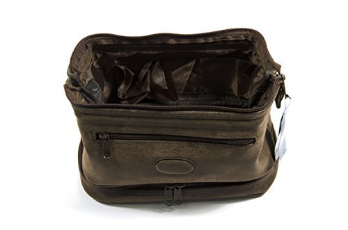 Montana for Him by Danielle Creations Triple Pocket Travel Toiletry Bag, Deep Brown 