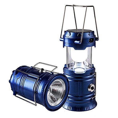 Moonkist 2-in-1 Rechargeable Solar Led Camping Lantern & Handheld Flashlight for Outdoor and Emergency (Blue)