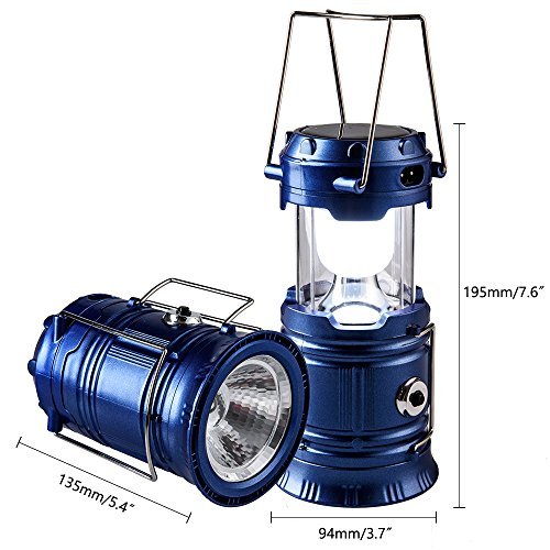 Moonkist 2-in-1 Rechargeable Solar Led Camping Lantern & Handheld Flashlight for Outdoor and Emergency (Blue)