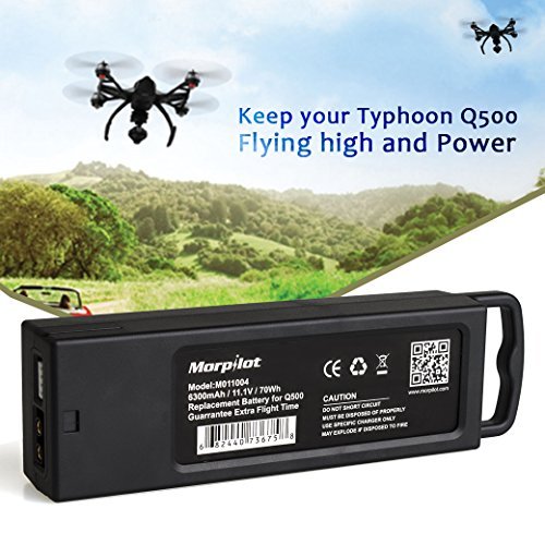 Morpilot M011004 3S 6300mAh 11.1V 70Wh Replacement LiPo Battery for Yuneec Tyhoon Q500, Q500+, Q500 4K, Typhoon G Drone RC Quadcopter