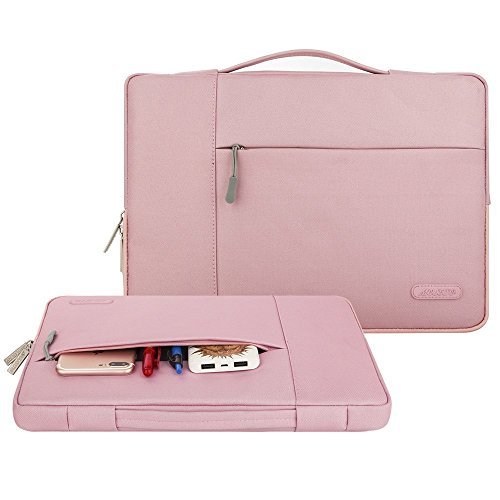 Mosiso Polyester Fabric Multifunctional Sleeve Briefcase Handbag Case Cover for 13-13.3 Inch Laptop, Notebook, MacBook Air/Pro, Pink