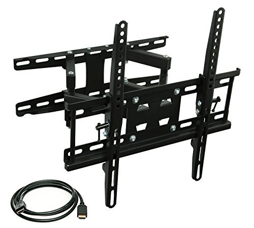 Mount-It! Articulating TV Wall Mount Corner Bracket, VESA 400 x 400 Compatible, Stable Dual Arm Full Motion, Swivel, Tilt Fits 32, 37, 40, 42, 47, 50 Inch TVs, 115 Lbs Capacity With HDMI Cable Black